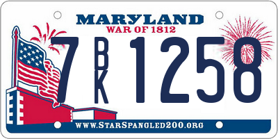 MD license plate 7BK1258