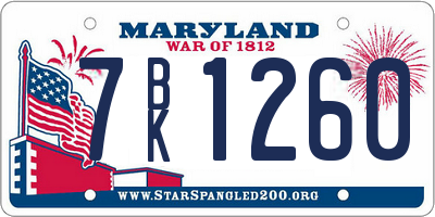 MD license plate 7BK1260