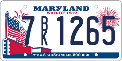 MD license plate 7BK1265