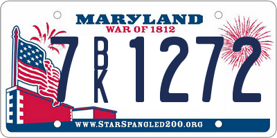 MD license plate 7BK1272