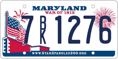MD license plate 7BK1276