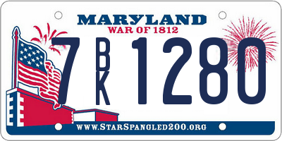 MD license plate 7BK1280