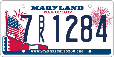 MD license plate 7BK1284