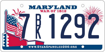 MD license plate 7BK1292