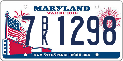 MD license plate 7BK1298