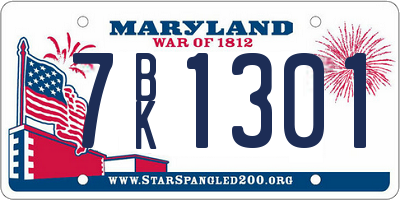 MD license plate 7BK1301