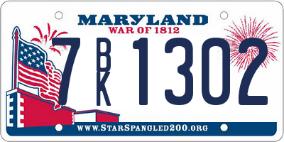 MD license plate 7BK1302