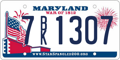 MD license plate 7BK1307