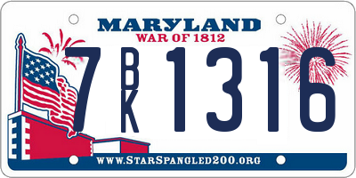MD license plate 7BK1316