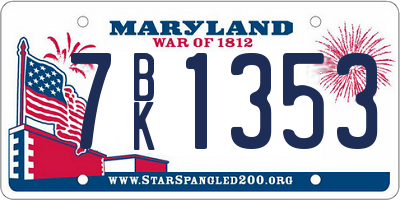 MD license plate 7BK1353