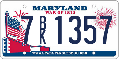 MD license plate 7BK1357