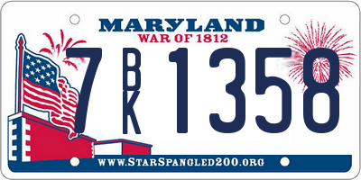MD license plate 7BK1358