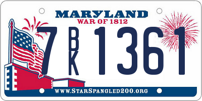 MD license plate 7BK1361