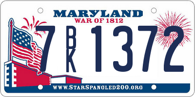 MD license plate 7BK1372