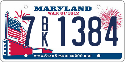 MD license plate 7BK1384