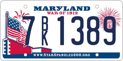 MD license plate 7BK1389