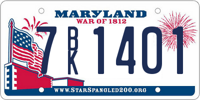 MD license plate 7BK1401