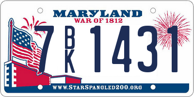 MD license plate 7BK1431
