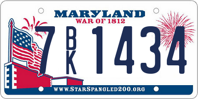 MD license plate 7BK1434