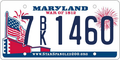 MD license plate 7BK1460