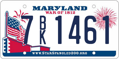 MD license plate 7BK1461