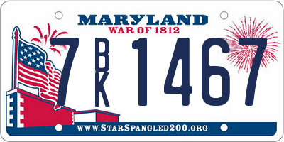 MD license plate 7BK1467