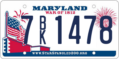 MD license plate 7BK1478