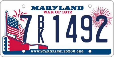 MD license plate 7BK1492