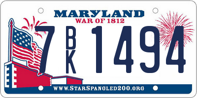 MD license plate 7BK1494