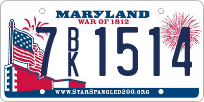 MD license plate 7BK1514