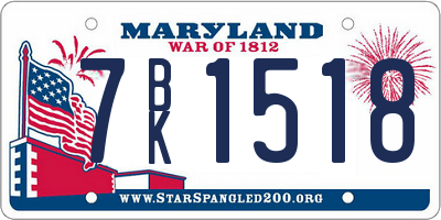 MD license plate 7BK1518