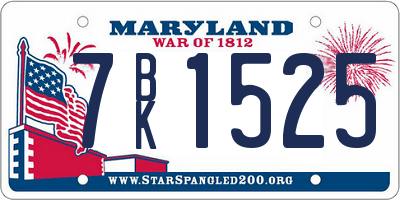 MD license plate 7BK1525