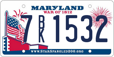 MD license plate 7BK1532