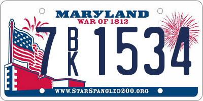 MD license plate 7BK1534