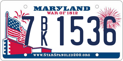 MD license plate 7BK1536