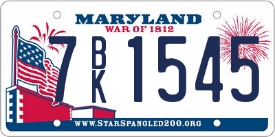 MD license plate 7BK1545