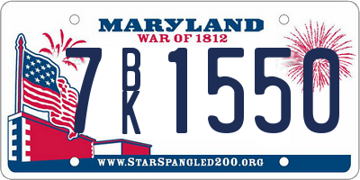 MD license plate 7BK1550