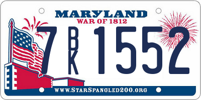 MD license plate 7BK1552