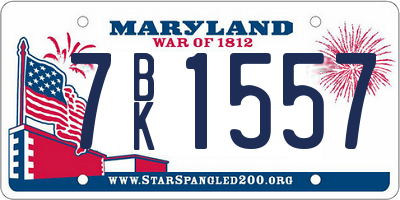 MD license plate 7BK1557