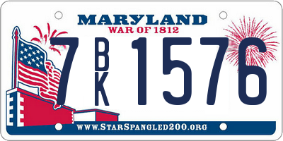 MD license plate 7BK1576