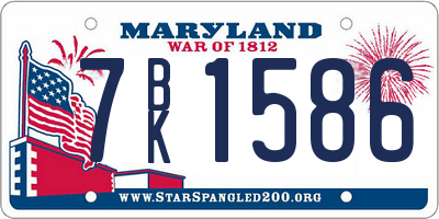 MD license plate 7BK1586