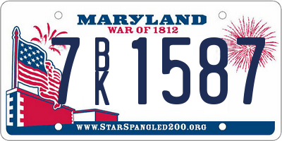 MD license plate 7BK1587