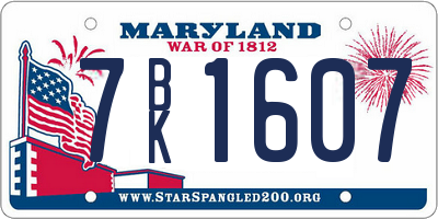 MD license plate 7BK1607