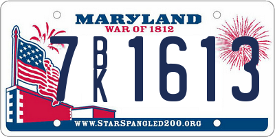 MD license plate 7BK1613