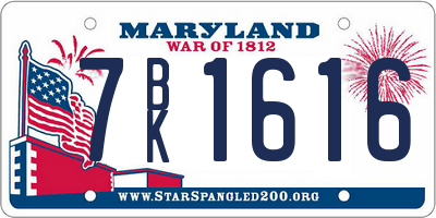 MD license plate 7BK1616
