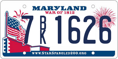 MD license plate 7BK1626