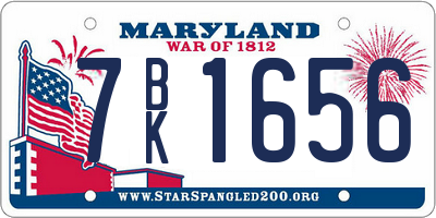 MD license plate 7BK1656