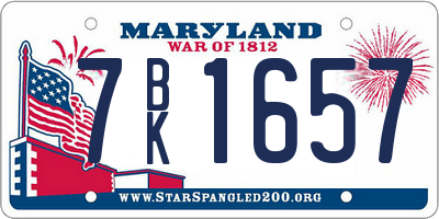 MD license plate 7BK1657