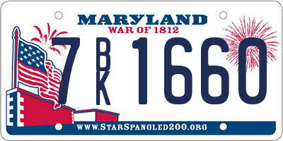 MD license plate 7BK1660