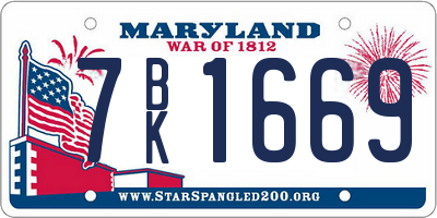 MD license plate 7BK1669